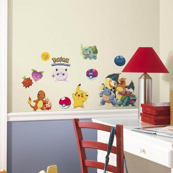 Pokémon Stickers Starter Set w Pikachu - Peel and Stick Wall Decals (Pack of 24) - Picture 5 of 7